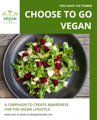 Fresh Green Vegan Awareness Campaign Poster Template