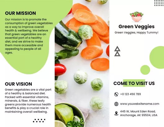 Fresh Green Veggies Health Benefits and Organic Diet Brochure Template