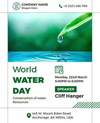 Fresh Green World Water Day Awareness Poster Template