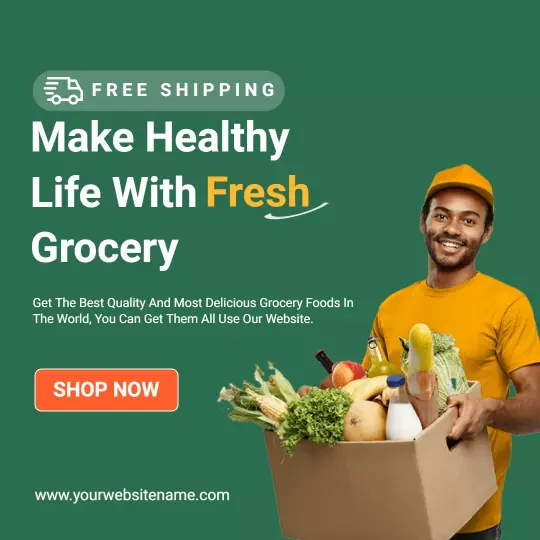 Fresh Grocery Delivery with Free Shipping Promotion Ad Template