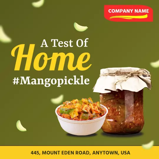 Fresh Homemade Mango Pickle Delight for Food Lovers Ad Template