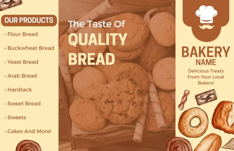 Fresh Hot Bread Products Bakery Sale Brochure Template