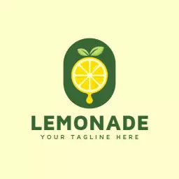 Fresh Lemon and Green Leaf Design for Lemonade Logo Template