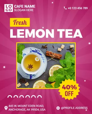 Fresh Lemon Tea Cafe Promotion Flyer Template
