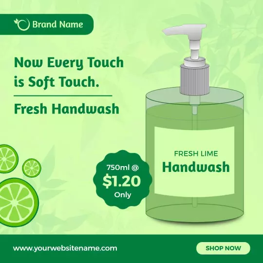 Fresh Lime Handwash Promotion Featuring Soft Touch Ad Template