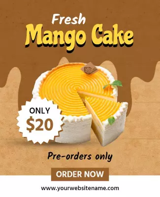 Fresh Mango Cake Pre Order Flyer Template