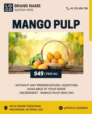 Fresh Mango Pulp Product Flyer Template