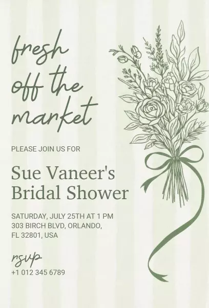 Fresh Market Greenery Floral Bridal Shower Invitation Template