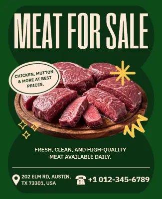 Fresh Meat for Sale Advertising Poster Template