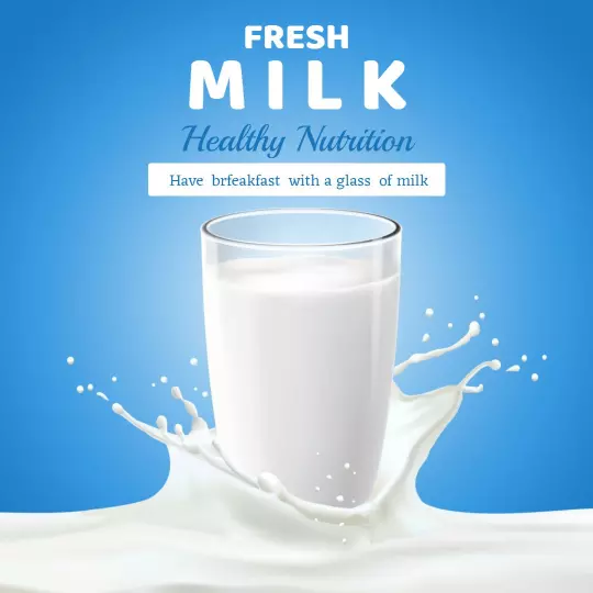 Fresh Milk Splash for Healthy Nutrition Breakfast Ad Template