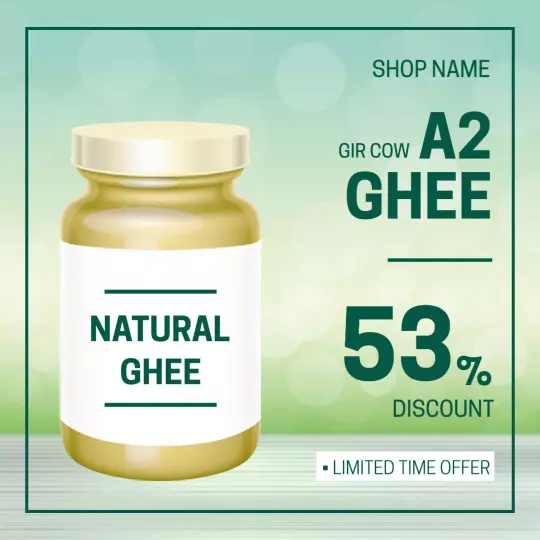 Fresh Natural A2 Ghee with 53% Discount Offer Ad Template