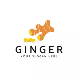Fresh Orange Ginger Root Design Celebrating Natural Health Logo Template