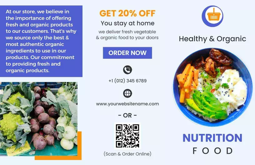 Fresh Organic Healthy Nutrition Food Delivery Brochure Template