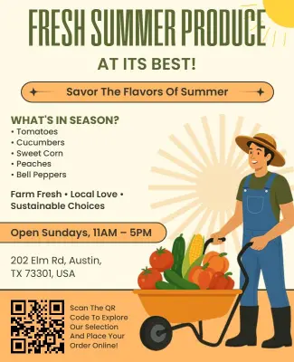 Fresh Organic Summer Produce Market Event Flyer Template