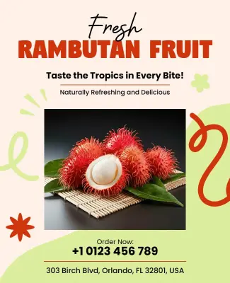 Fresh Rambutan Fruit Sale Flyer Template