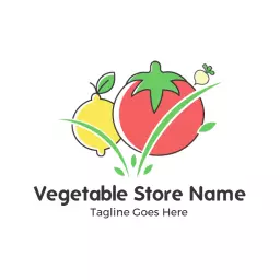 Fresh Red Tomato and Yellow Lemon for Grocery Store Logo Template