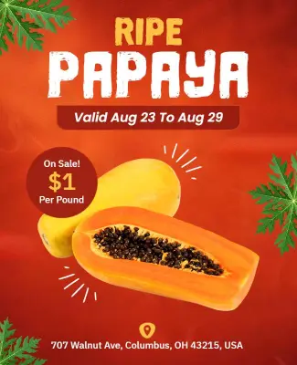 Fresh Ripe Papaya Sale Flyer Template