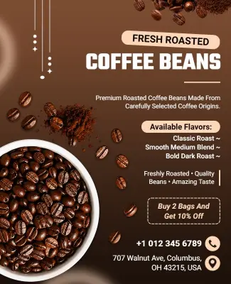 Fresh Roasted Coffee Beans Promotional Flyer Template