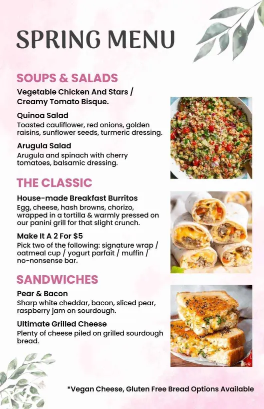 Fresh Salads and Sandwiches for Springtime Delight Seasonal Menu Template