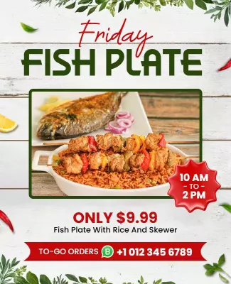 Fresh Seafood Friday Fish Plate Special Poster Template