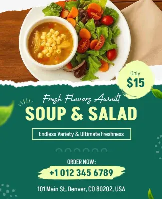 Fresh Soup and Salad Restaurant Flyer Template