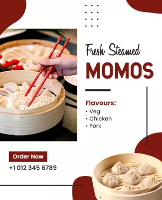 Promotional Fresh Steamed Momos Flyer Template