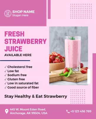 Fresh Strawberry Juice Promotion Flyer Template