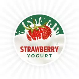 Fresh Strawberry Splash with Creamy Yogurt Delight Logo Template