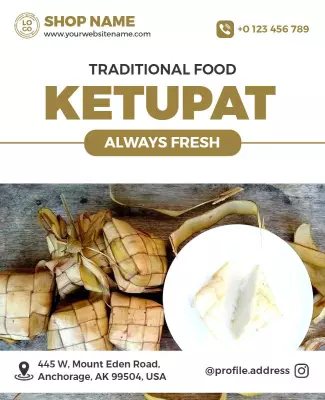 Fresh Traditional Food Ketupat Delivery Announcement Poster Template