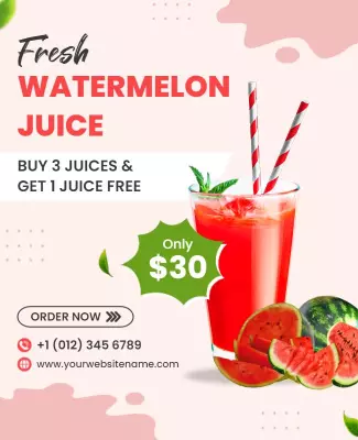 Fresh Watermelon Juice Promotional Flyer Template