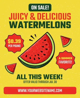 Fresh Watermelon Weekly Sale Poster Template