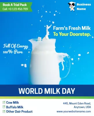 Fresh White Milk Delivery Service for World Milk Day Poster Template