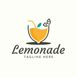 Fresh Yellow Lemon Slice in a Glass Beverage Logo Template