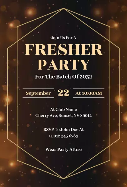 Fresher Celebration Party for Batch of 2032 Invitation Template