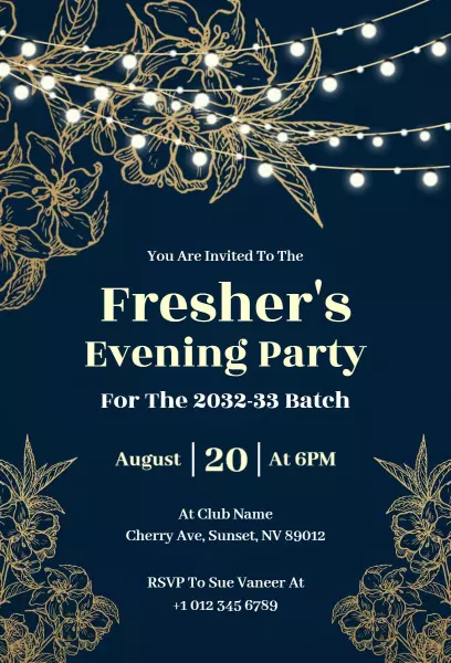 Fresher's Evening Celebration School Batch Party Invitation Template