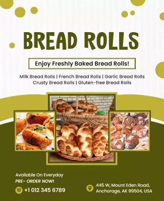 Freshly Baked Bread Rolls Promotion Flyer Template