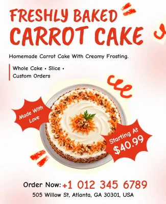 Freshly Baked Carrot Cake Promotion Flyer Template