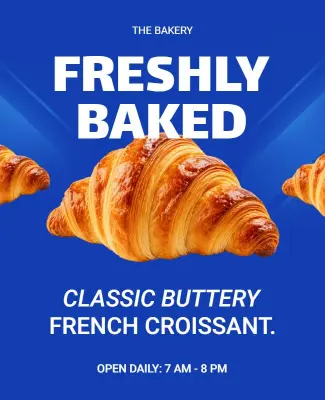 Freshly Baked Croissant Promotion Poster Template
