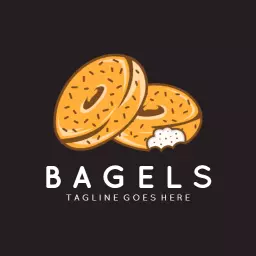 Freshly Baked Golden Bagels for Your Food Business Logo Template