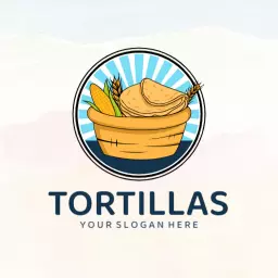 Freshly Baked Tortillas with Corn and Wheat Basket Logo Template