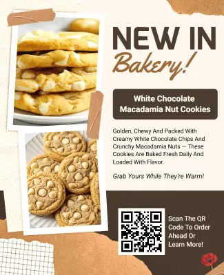 Freshly Baked White Chocolate Macadamia Nut Cookies Flyer Template