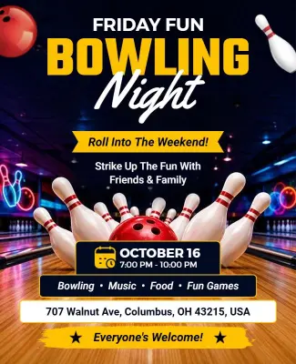 Friday Fun Bowling Night Event Flyer Template