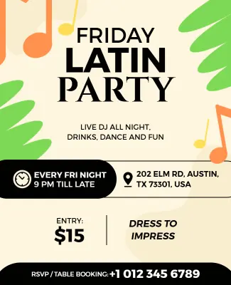 Friday Latin Party Celebration Flyer Template