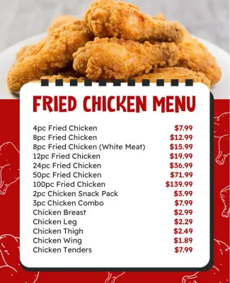 Fried Chicken Restaurant Menu Flyer Template