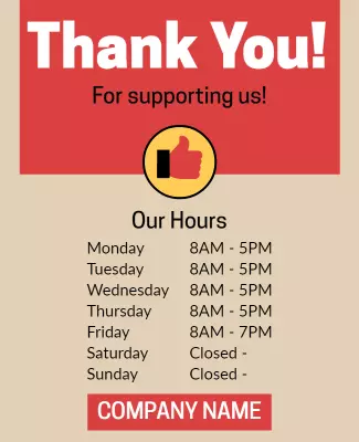 Friendly Appreciation Business Hours Announcement Poster Template