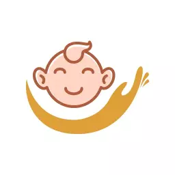 Friendly Baby Face Emblem Promoting Hospital Care Logo Template
