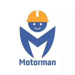 Friendly Blue and Yellow Minimalist Construction Worker Logo Template
