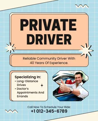 Friendly Blue Community Private Driver Services Poster Template