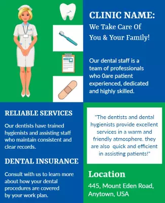 Friendly Blue Dental Care Clinic Services Poster Template