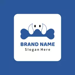 Friendly Blue Dog Theme with Playful Bone Icon Logo Template